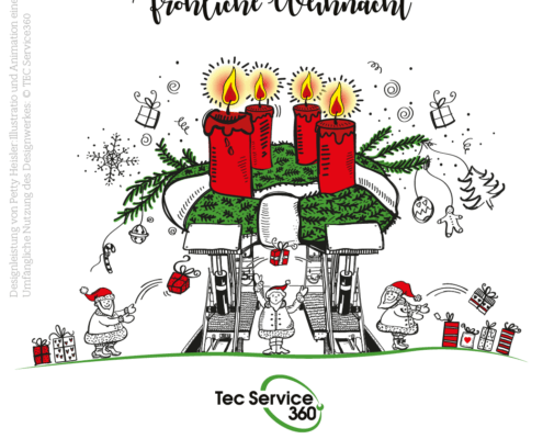 TecService360 GmbH, Weihnachtskarte, Illustration Petty Heisler - atelier BEWOW