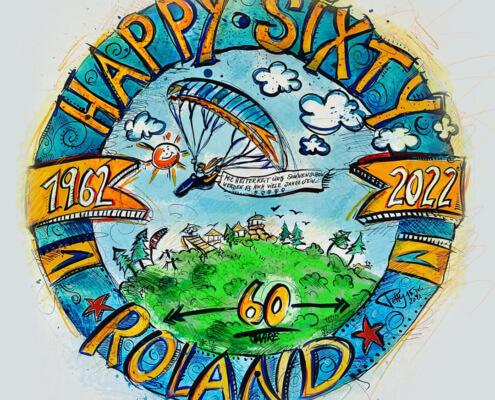 Happy Sixty ist eine Illustration zum Thema Gleitschirm fliegen
